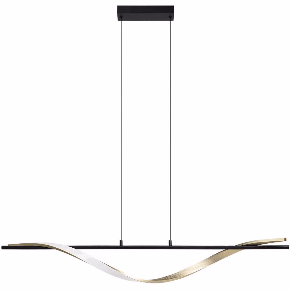Loops Modern Black and Brushed Brass LED Suspended Pendant Light with Warm White Bulb Included – 2
