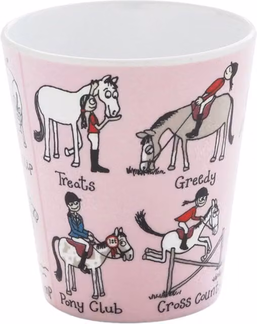 Tyrrell Katz Melamine Horse Tumbler in White and Pink