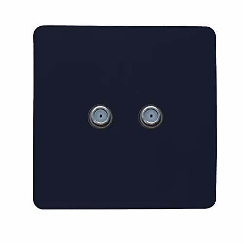 Trendi Switch 2 Gang Male F-Type Satellite Television Flush Socket in Blue – 2