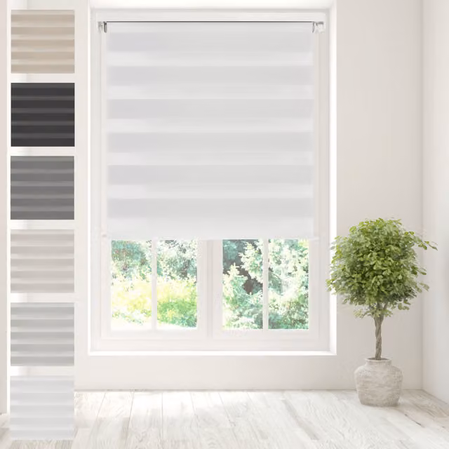 Caecus Day Night Zebra Duo Roller Blind in White and Yellow, Width: 160 cm, Drop: 160 cm