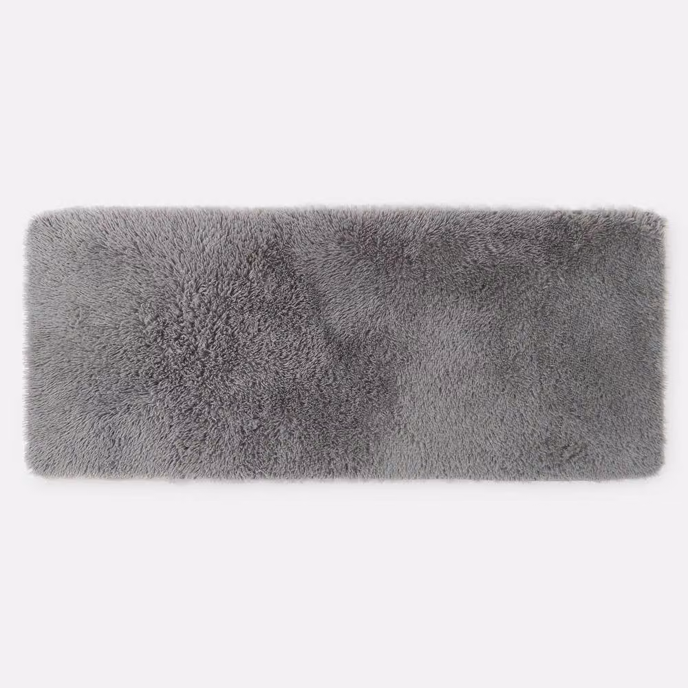 OHS Grey Soft Fluffy Runner Rug, Non-Slip Polyester Area Rug for Hallway, Bedroom or Living Room, W/D/H: 60 x 150 x 1 cm – 6