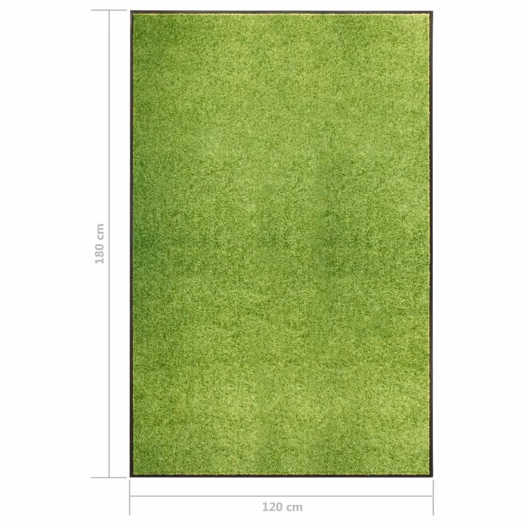 Berkfield Home Washable Non-Slip Green Doormat W: 120 cm, D: 180 cm – 3