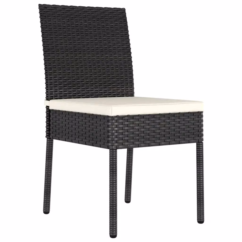 Berkfield Home Garden Modern Poly Rattan and Steel Dining Chairs, Set of 2, Black – 2