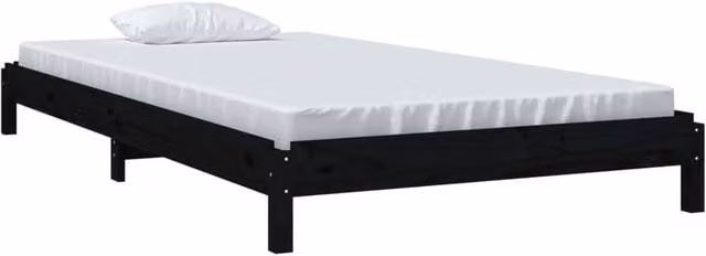 Berkfield Home Stack Bunk Bed in Black Solid Pine Wood, W/D/H: 80 x 200 cm