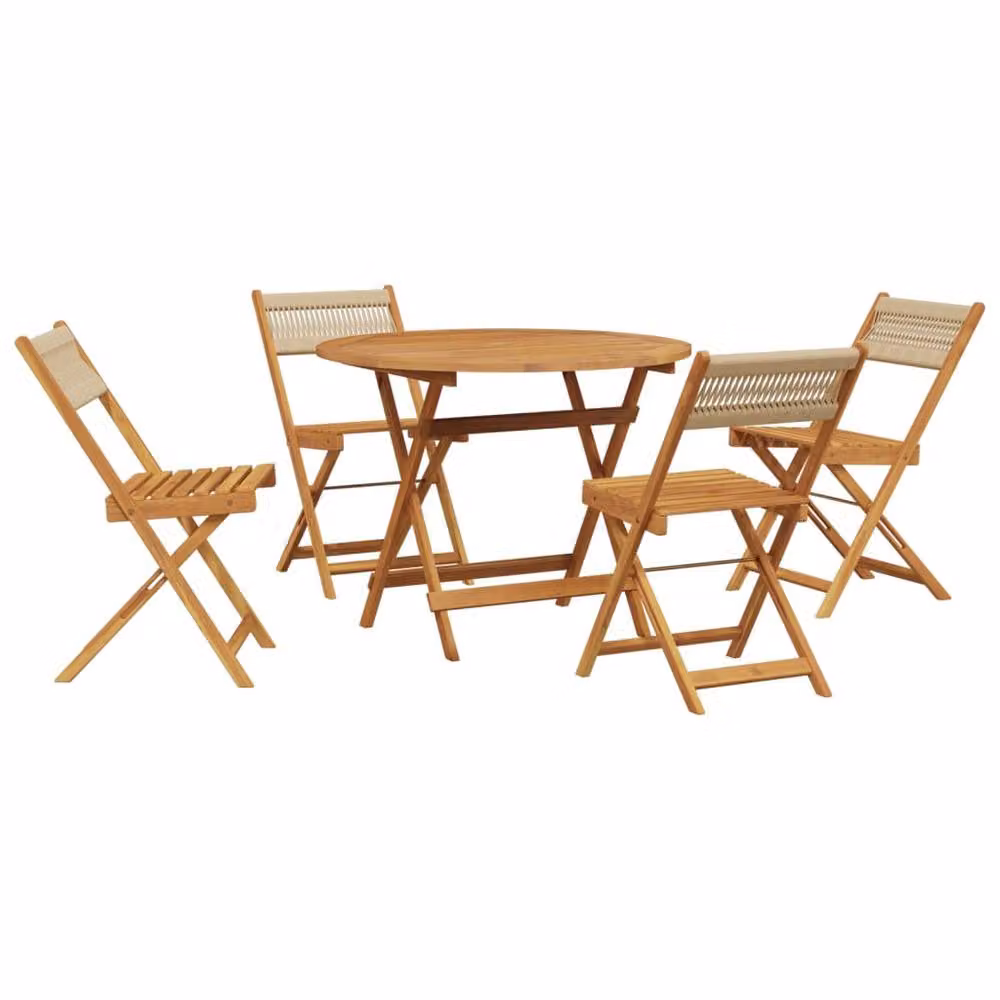 Berkfield Home 5 Piece Modern Garden Dining Set in Beige Polypropylene and Acacia Wood – 2