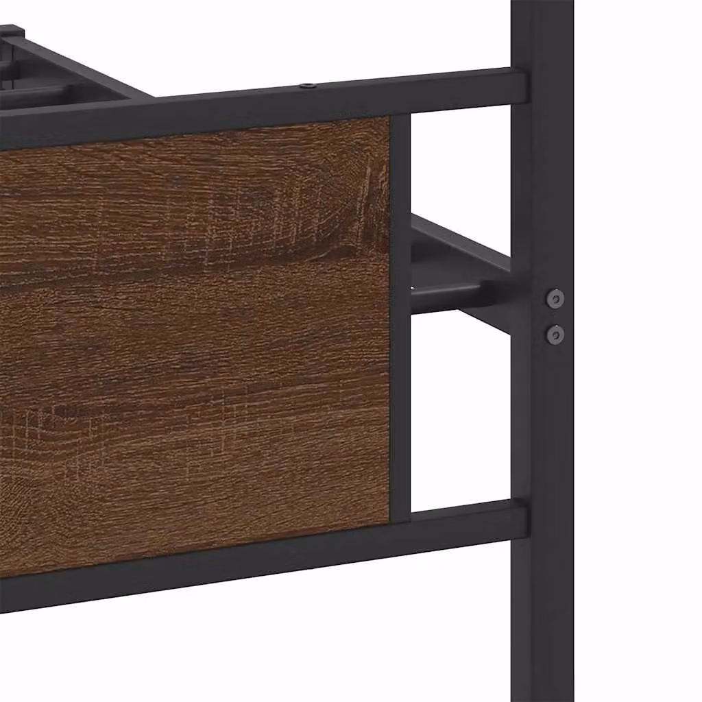 Berkfield Home Brown Oak Bed Frame in Engineered Wood, W/D/H: 100 x 200 cm – 6