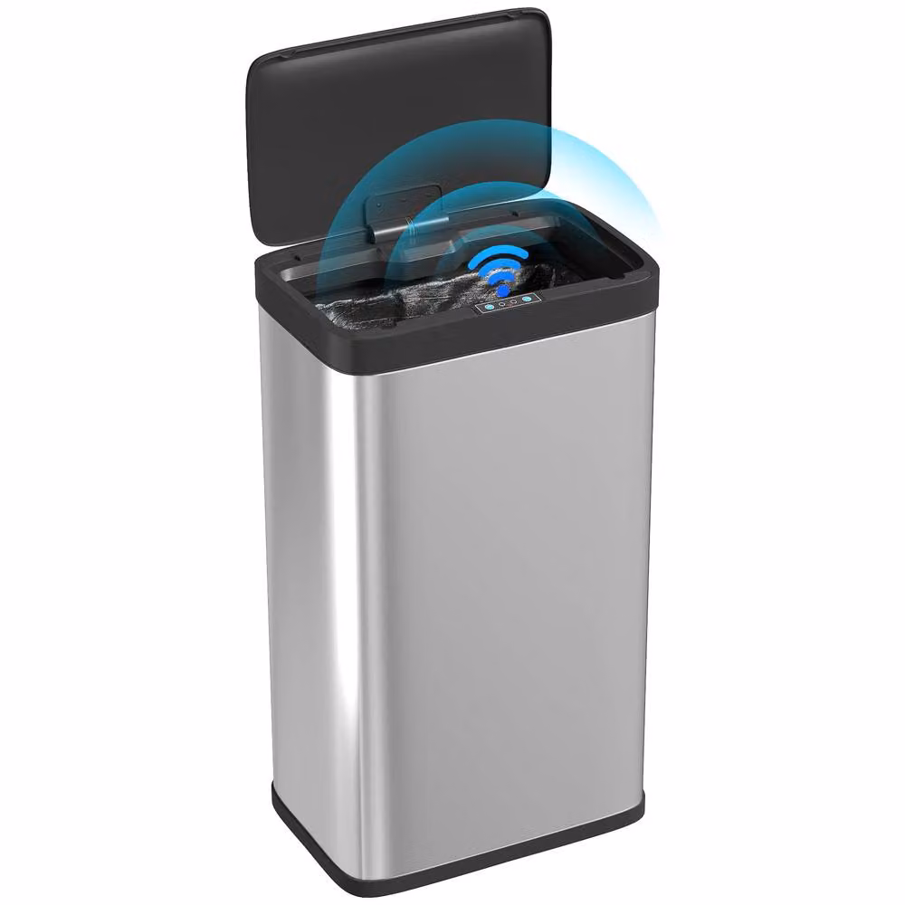 HOMCOM 45L Sensor Bin, Stainless Steel Kitchen Bin with Soft Close and Removable Inner Bucket in Silver – 2