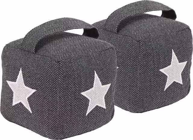 Nicola Spring Star Geometric Fabric Door Stop in Grey, Pack of 2 – 8