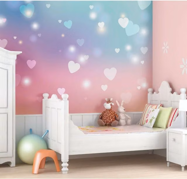 Origin Murals Sweet Heart Abstract Pastel Wall Mural in Pink and Multicolour