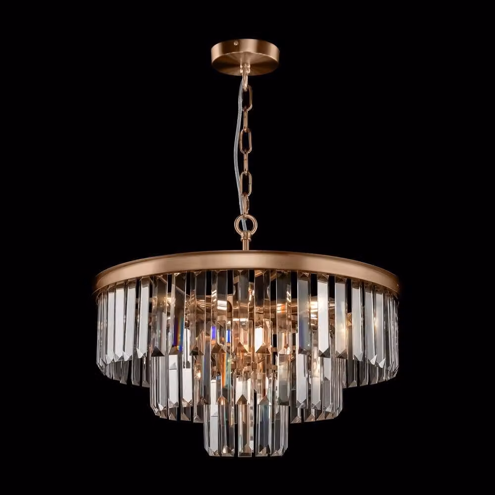 Netlighting Classic Revero 7 Light Brass Pendant Ceiling Light in Gold and Crystal – 2