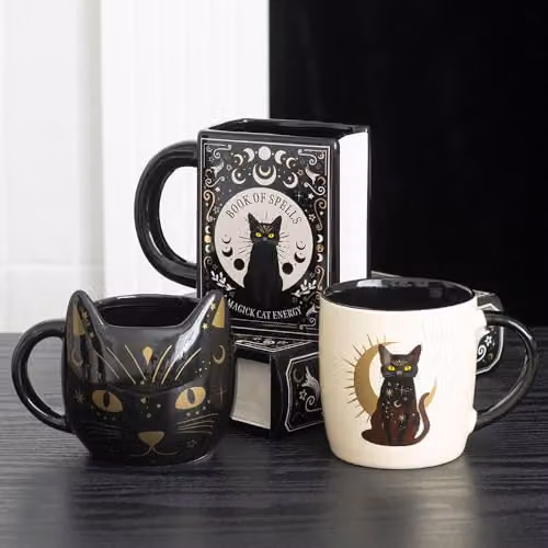 Something Different Wholesale Sitting Magick Black Cat Ceramic Mug, Black – 4