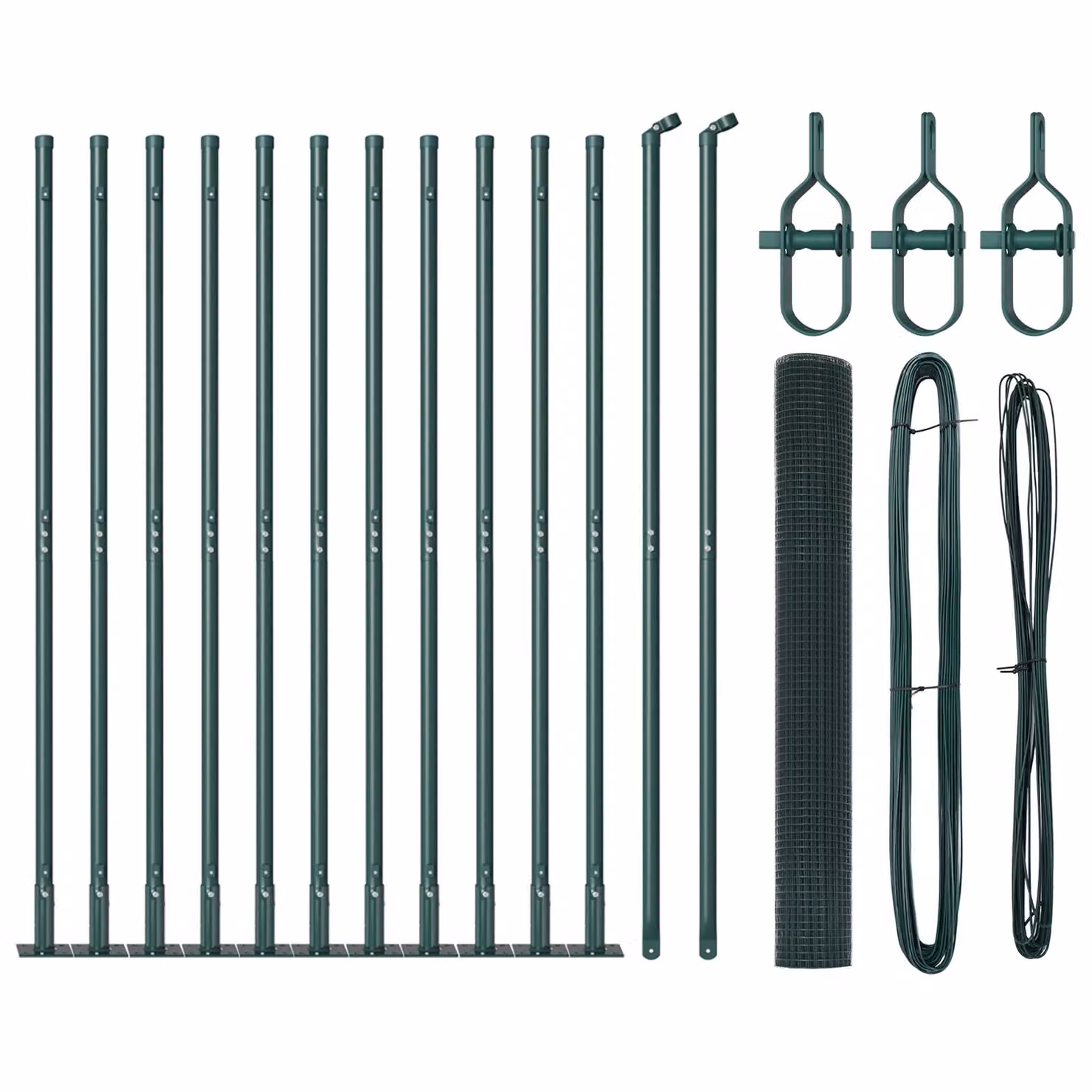 Berkfield Home Green Steel Welded Wire Fence with 13 Flanged Posts, W: 120 cm, L: 25 m – 2