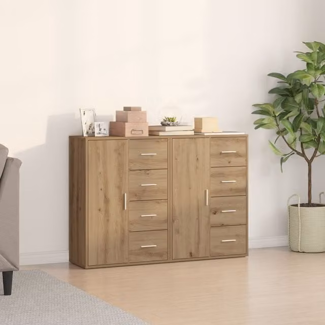 Berkfield Home Set of 2 Artisan Oak Sideboards in Brown – 1