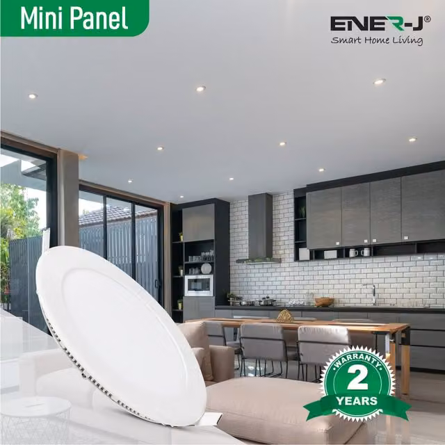 EnerJ Smart 3W Recessed Round LED Mini Panel Downlight, Cool White 6000K, White, Pack of 4