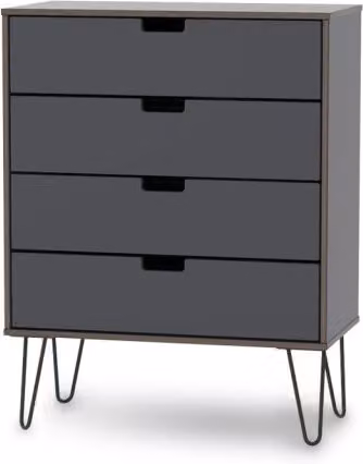 Welcome Shanghai 4 Drawer Chest of Drawers in Walnut with Metal Accents
