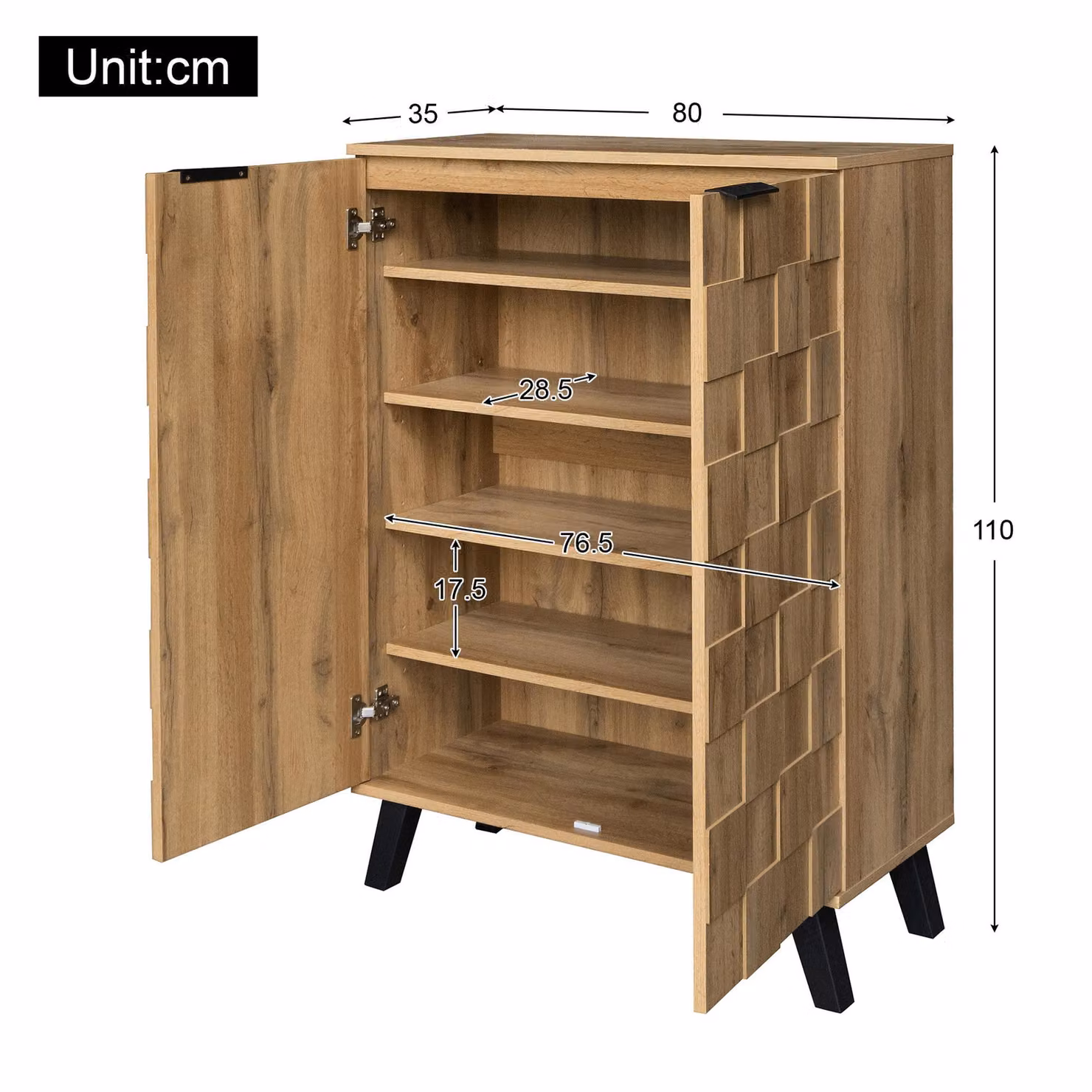 Aosom UK Modern Wood Shoe Cabinet with Soft-Closing Hinged Doors and Internal Shelves, W/D/H: 80 x 35 x 110 cm – 3