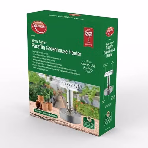 Ambassador Single Burner Paraffin Greenhouse Heater, Silver