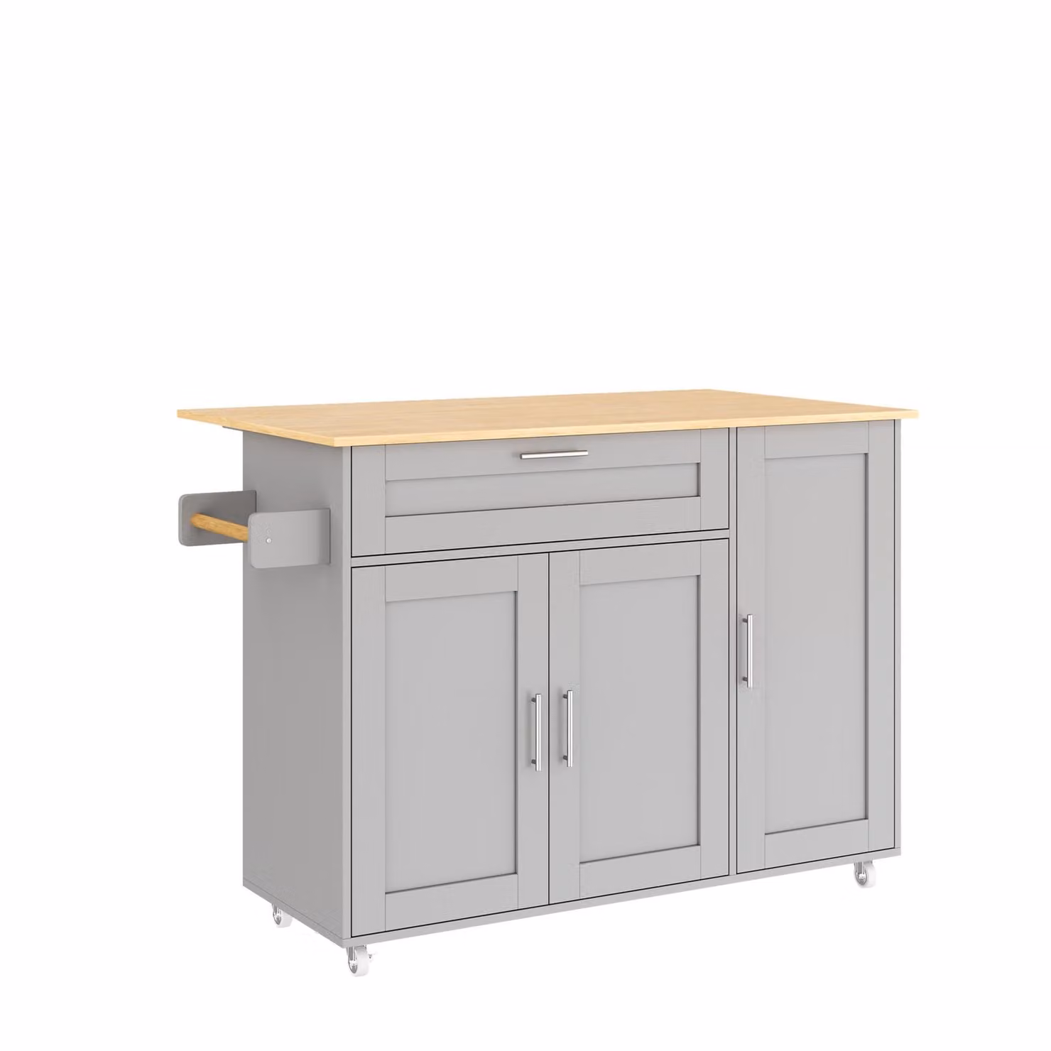 Aosom UK Grey Multifunctional Kitchen Island with Foldable Worktop and Adjustable Shelves, W: 132.5 cm, D: 44 cm, H: 90 cm – 2
