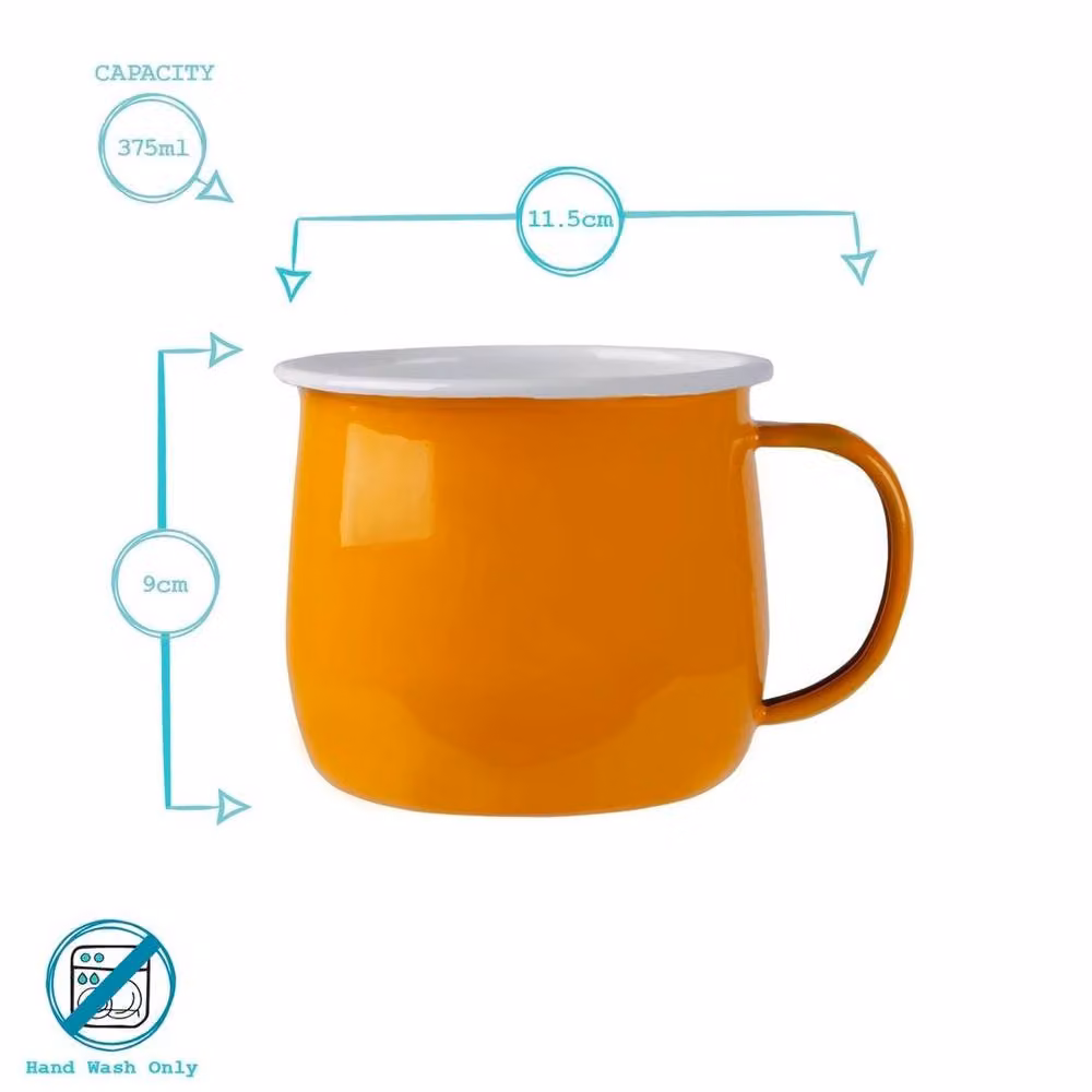 Argon Tableware Multicolour Enamel Belly Mugs, 375ml – 2