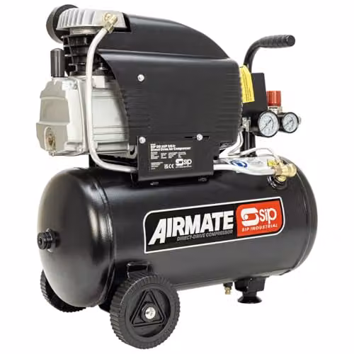 SIP Airmate Oil-Lubricated Direct Drive Air Compressor, 24L, 1.5kW, 8 Bar, Red and Black – 1