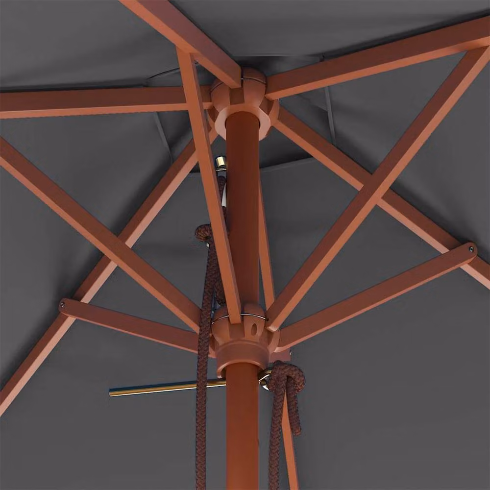 Berkfield Home Outdoor Parasol with Wooden Pole, Anthracite Dark Grey, W: 150 cm, D: 200 cm, H: 235 cm – 4