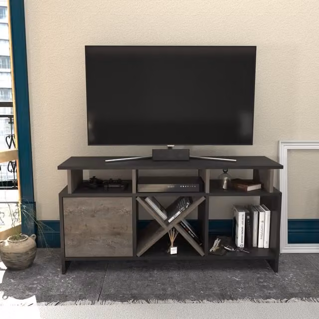 Decorotika Auburn Modern TV Unit in Anthracite and Brown