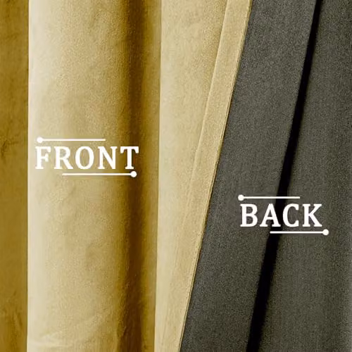 Happy Homewares Yellow Velvet Blackout Eyelet Curtains, 2 Panels, W: 117 cm, Drop: 137 cm – 2