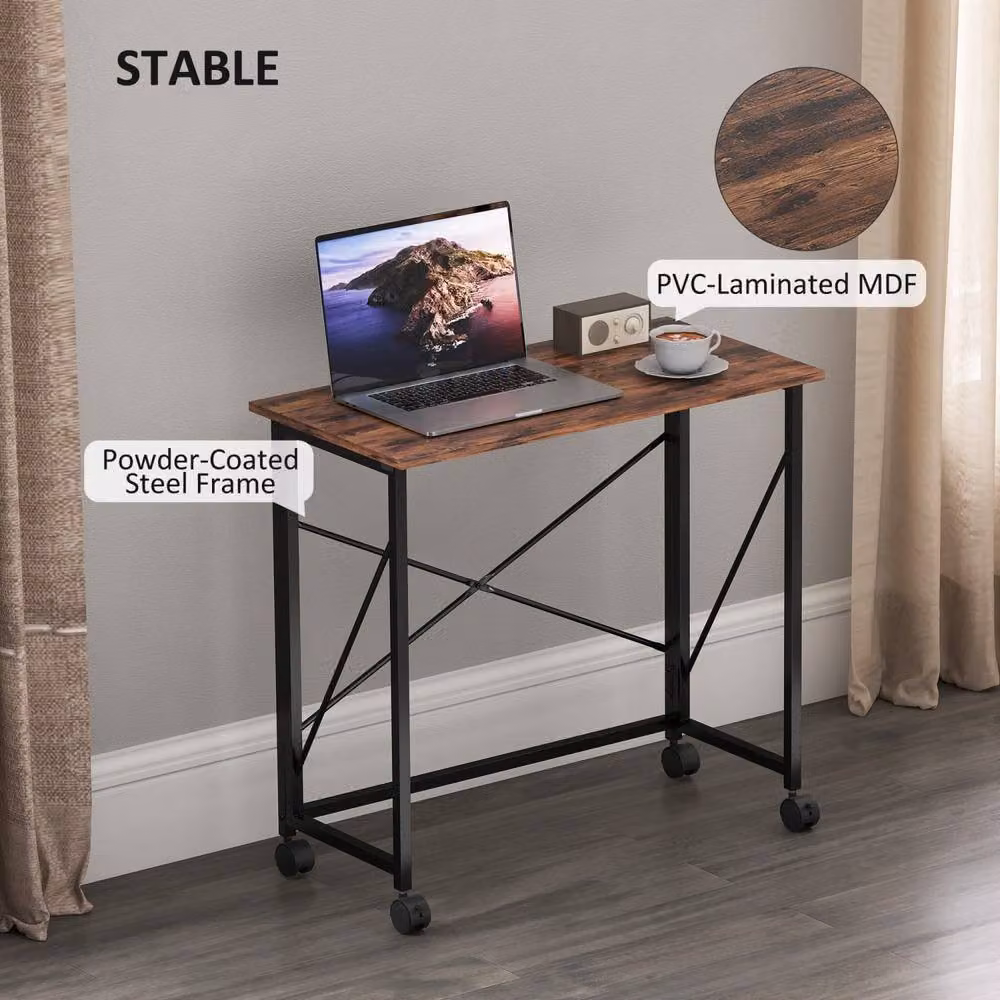 Wyld Haus Maco Folding Writing Desk in Rustic Brown and White, W/D/H: 80 x 40 x 75 cm – 6
