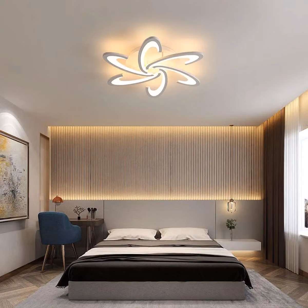 COMELY Modern Dimmable LED Ceiling Light with Remote Control, 54W, White – 2