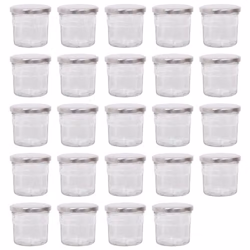 Argon Tableware Transparent Glass Jam Jars with Airtight Silver Metal Lids, 130ml, Pack of 24 – 1