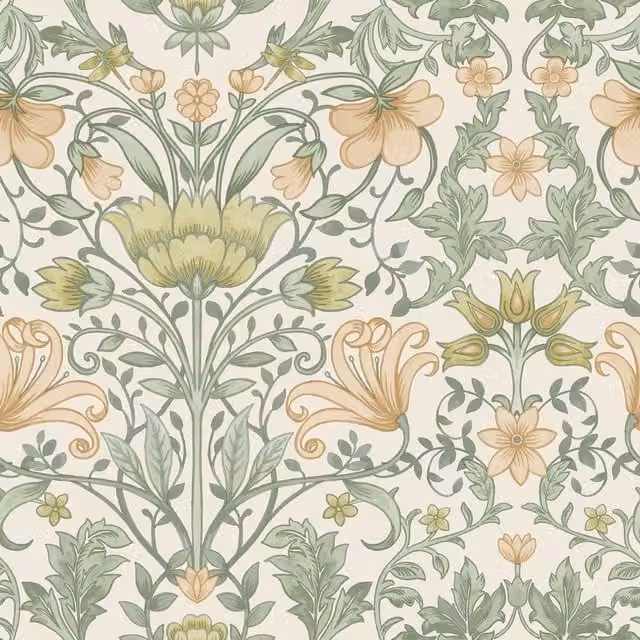 Holden Décor Eclectic Collection Vintage Floral Botanical Wallpaper in Beige, Blue and Cream/Ochre