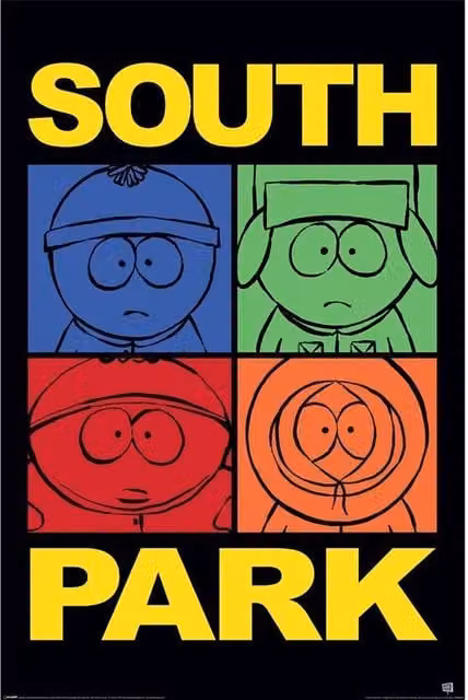 South Park Colour Block Paper Poster in Black and Multicolour