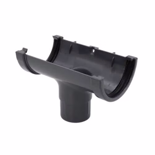 FloPlast Mini Gutter Running Outlet, 76mm, Anthracite Grey