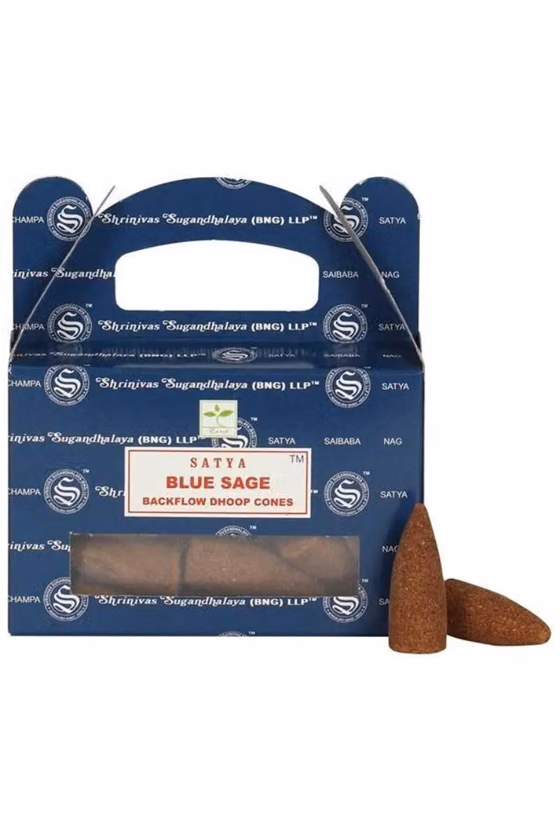 Satya Blue Sage Backflow Dhoop Cones, Set of 6 Packets – 2
