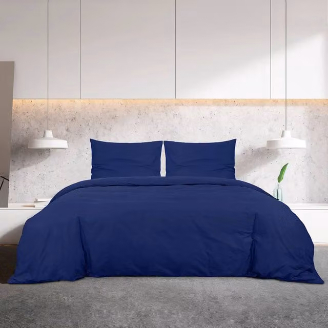 Berkfield Home Elegant Cotton Duvet Cover and Pillowcase Set, Blue, W/D/H: 140 x 200 cm and 60 x 70 cm