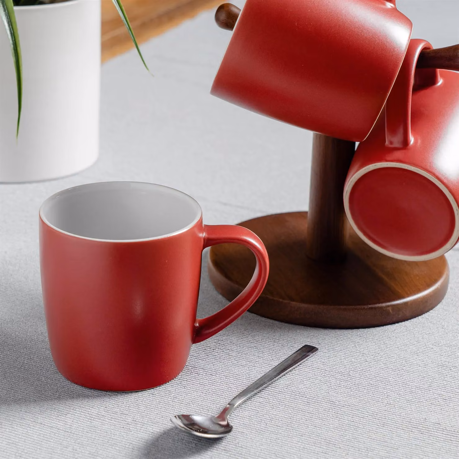 Argon Tableware Matte Red Stoneware Coffee Mug, 350ml – 3
