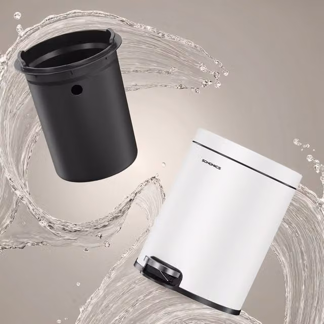 SONGMICS 6 L Steel Bathroom Pedal Bin with Soft-Close Lid and Removable Inner Bucket, White