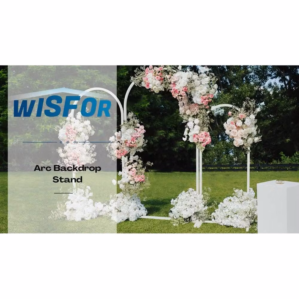 NESTLUNE Set of 3 Metal Arch Backdrop Stands in White for Weddings and Parties, W/D/H: 100 x 15 x 100 cm – 2