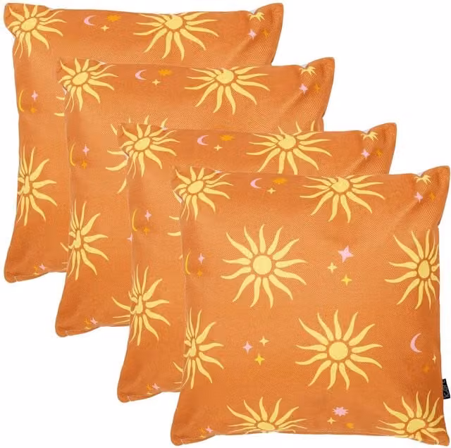 ICON 4 Pack Kyoto Fabric Square Cushions in Summer Sun Multicolour, W/D/H: 43 x 43 x 43 cm