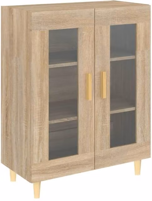 Berkfield Home Sonoma Oak Sideboard in Light Tan Beige, W/D/H: 69.5 x 34 x 90 cm