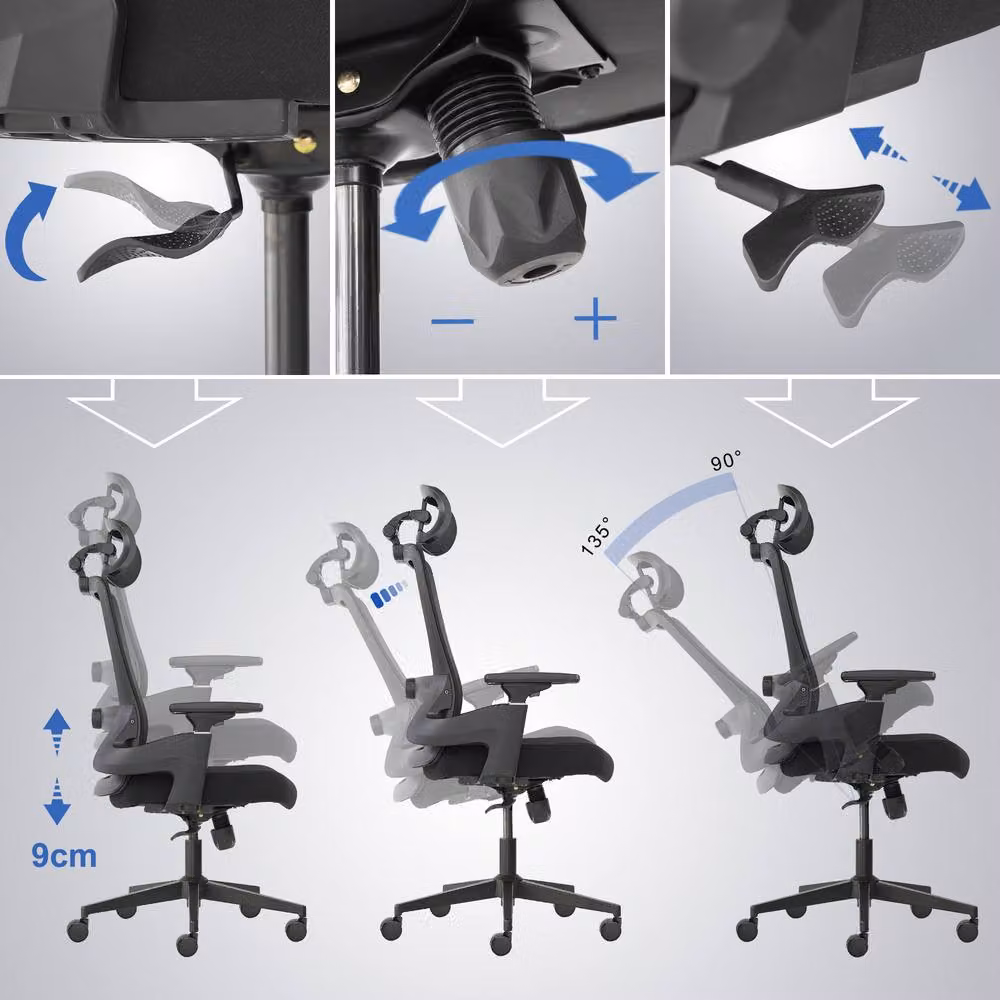 Realm of Thrones Black Ergonomic High Back Mesh Office Chair with Headrest and Armrests – 7