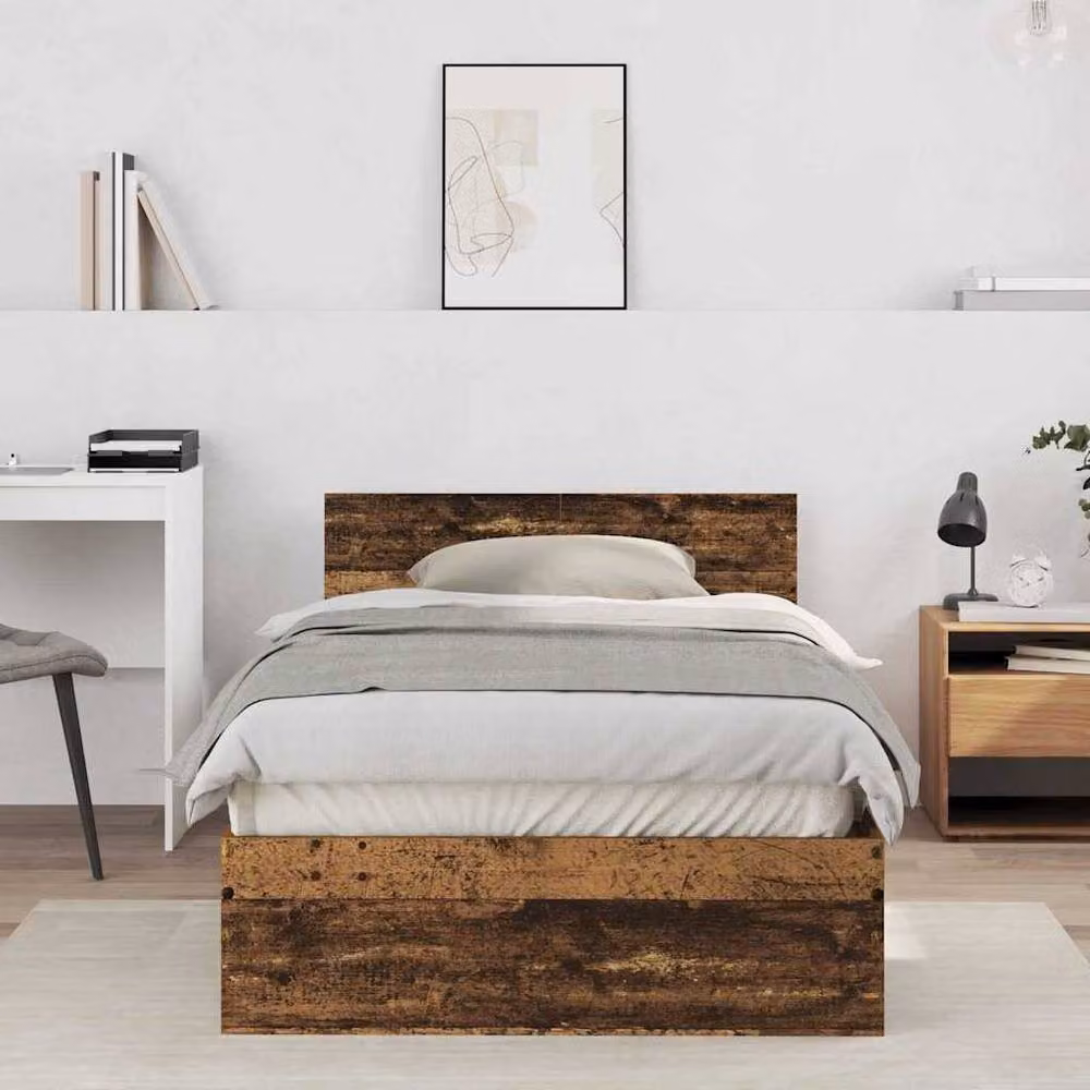 Berkfield Home Rustic Solid Pine Bed Frame with Headboard, Brown, W: 100 cm, L: 200 cm – 2
