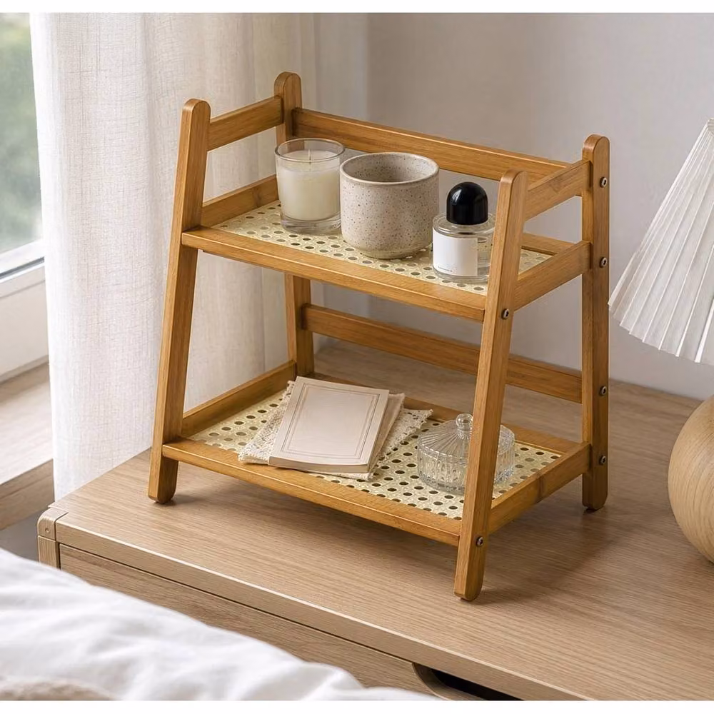 Nordara 2-Tier Bamboo Desktop Organizer Shelf in Brown – 2