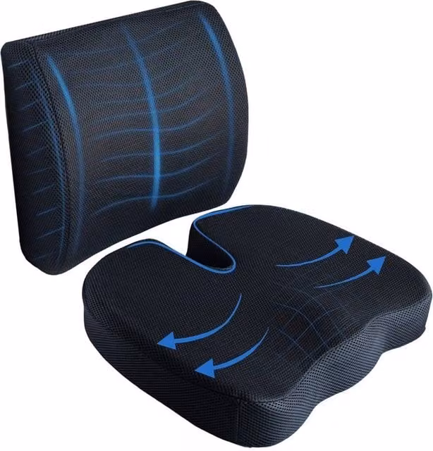 Nordara Black Memory Foam Back and Seat Support Combo Lumbar Cushion, W/D/H: 100 x 190 cm – 1