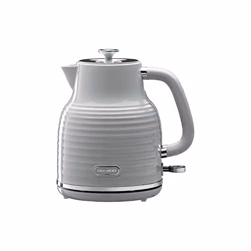 Daewoo Sienna 1.7L Rapid Boil Cordless Electric Kettle with Auto Shut Off and Limescale Filter, Grey