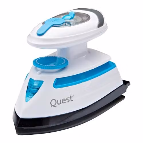 Quest Mini Travel Iron and Steam Iron in White with Non-Stick Soleplate and 408W Power – 1