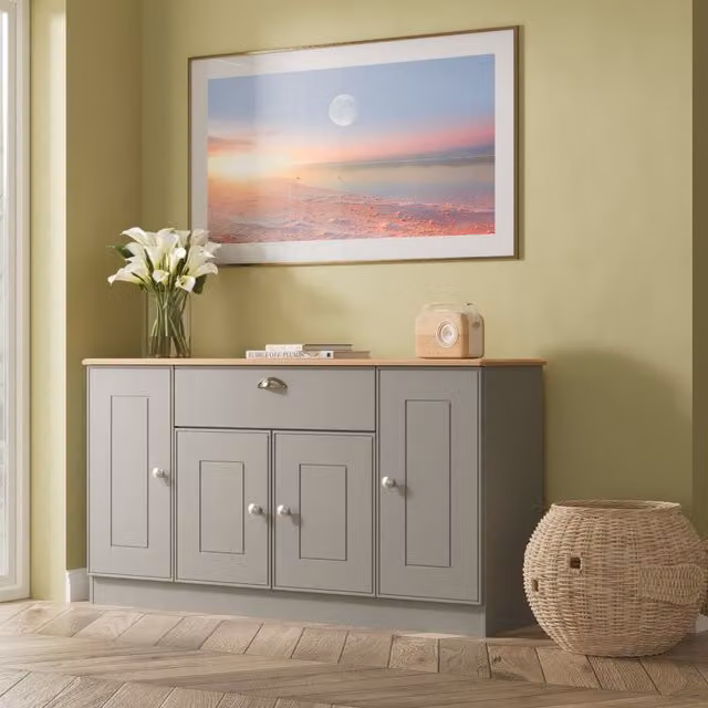 2 U Albert Ready Assembled 4 Door 1 Drawer Wide Unit in Dark Grey Matt