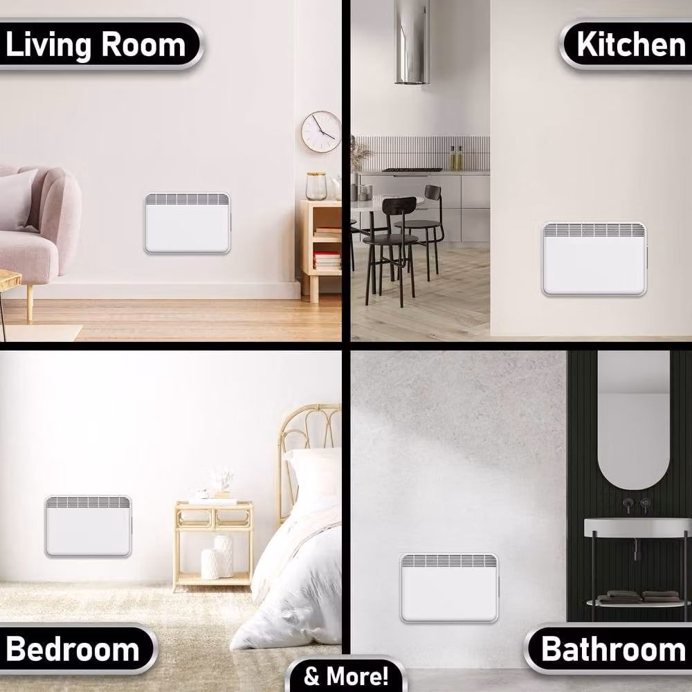 MYLEK 100W WiFi Electric Convector Panel Heater with App Control, White, Wall Mounted or Freestanding – 5