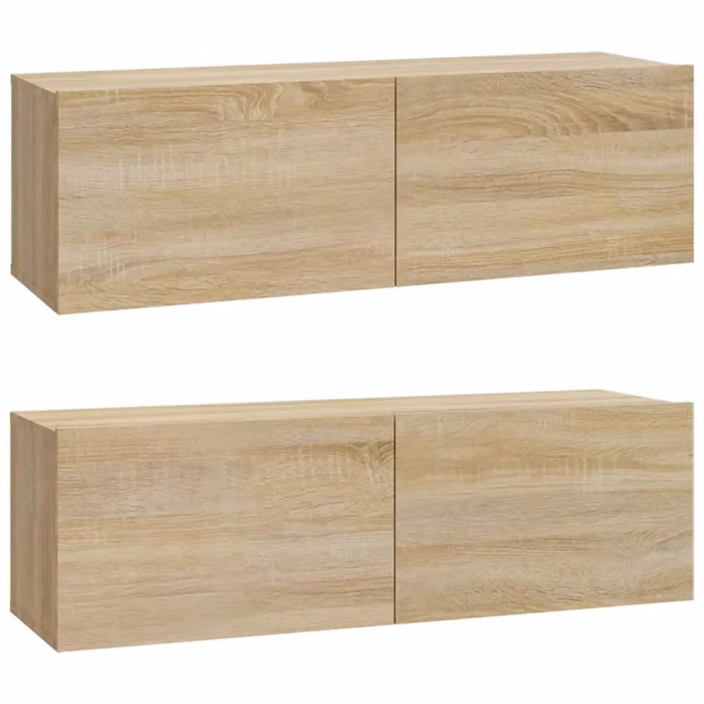 Berkfield Home Set of 2 Wall Mounted TV Cabinets in Sonoma Oak Brown, W/D/H: 100 x 30 x 30 cm – 2