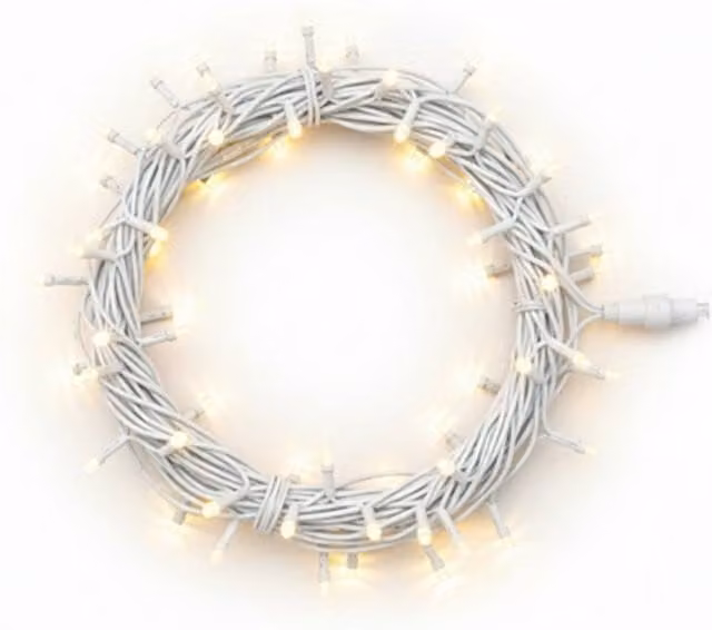 Pegdev Warm White LED String Lights with White Rubber Cable, IP65 Waterproof, 30m